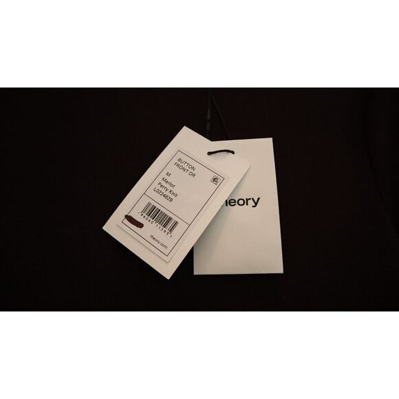 Theory L0224629 Women's Sz M Merlot Side Slit Button Perry Knit Midi Dress $295+ - Picture 9 of 11